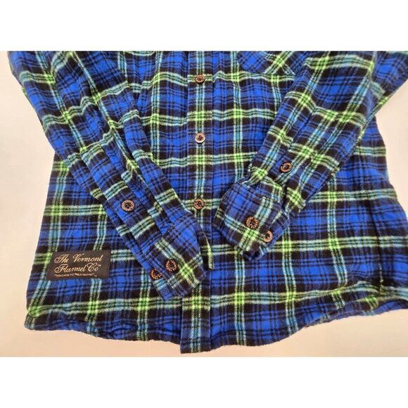 The Vermont Flannel Co. X-Small Plaid Shirt Blue & Green Mens Button Down - Picture 3 of 8
